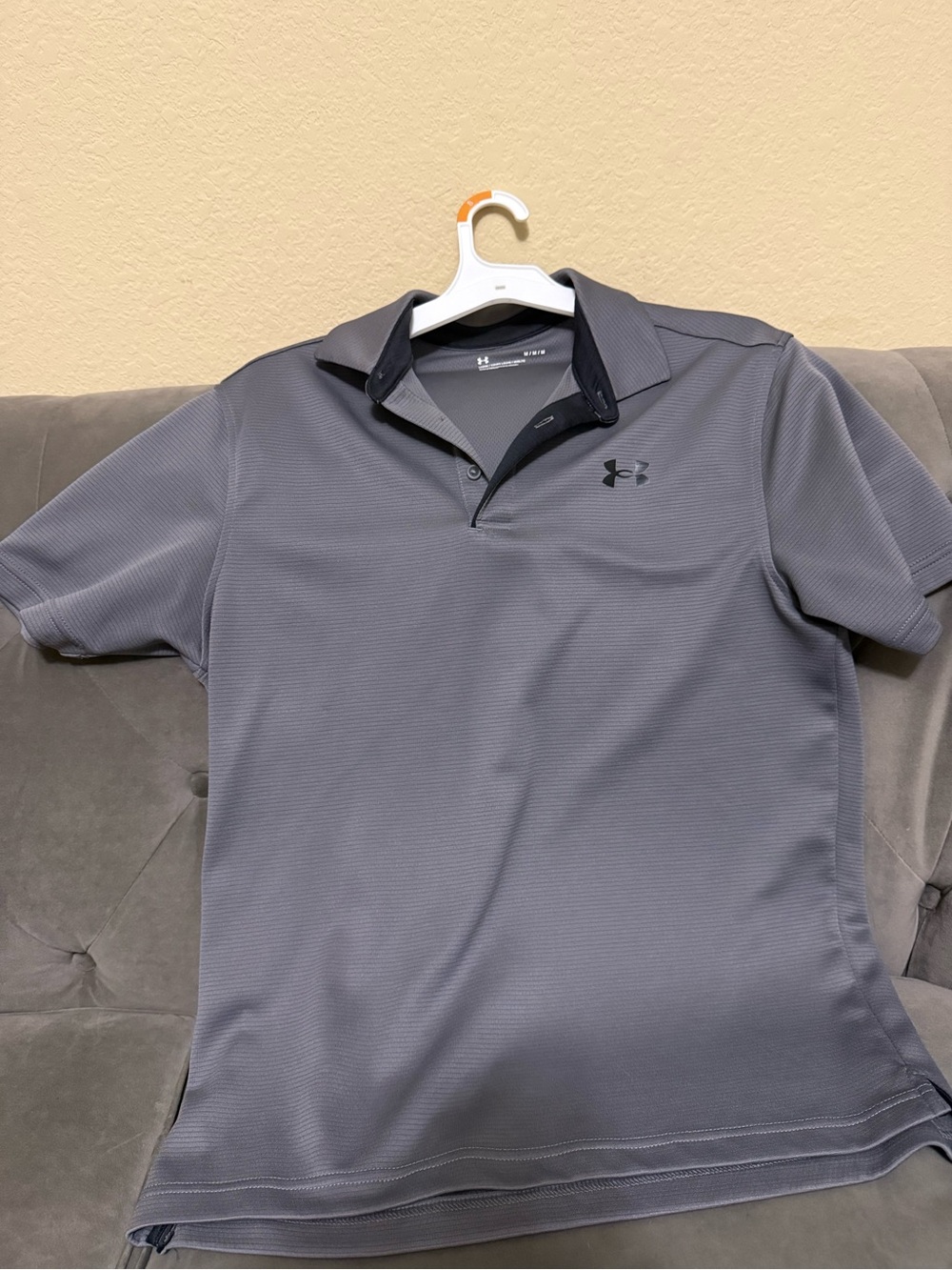 Under Armour Men's Charcoal Gray Polo with Black Accents